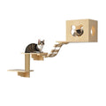 Cat Climbing Frame Wooden Wall Shelves with Bridge Ladder Cat Furniture Climbing Tree Cats Activity Space Cat Bed Sisal Pillar