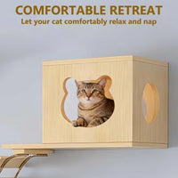 Cat Climbing Frame Wooden Wall Shelves with Bridge Ladder Cat Furniture Climbing Tree Cats Activity Space Cat Bed Sisal Pillar