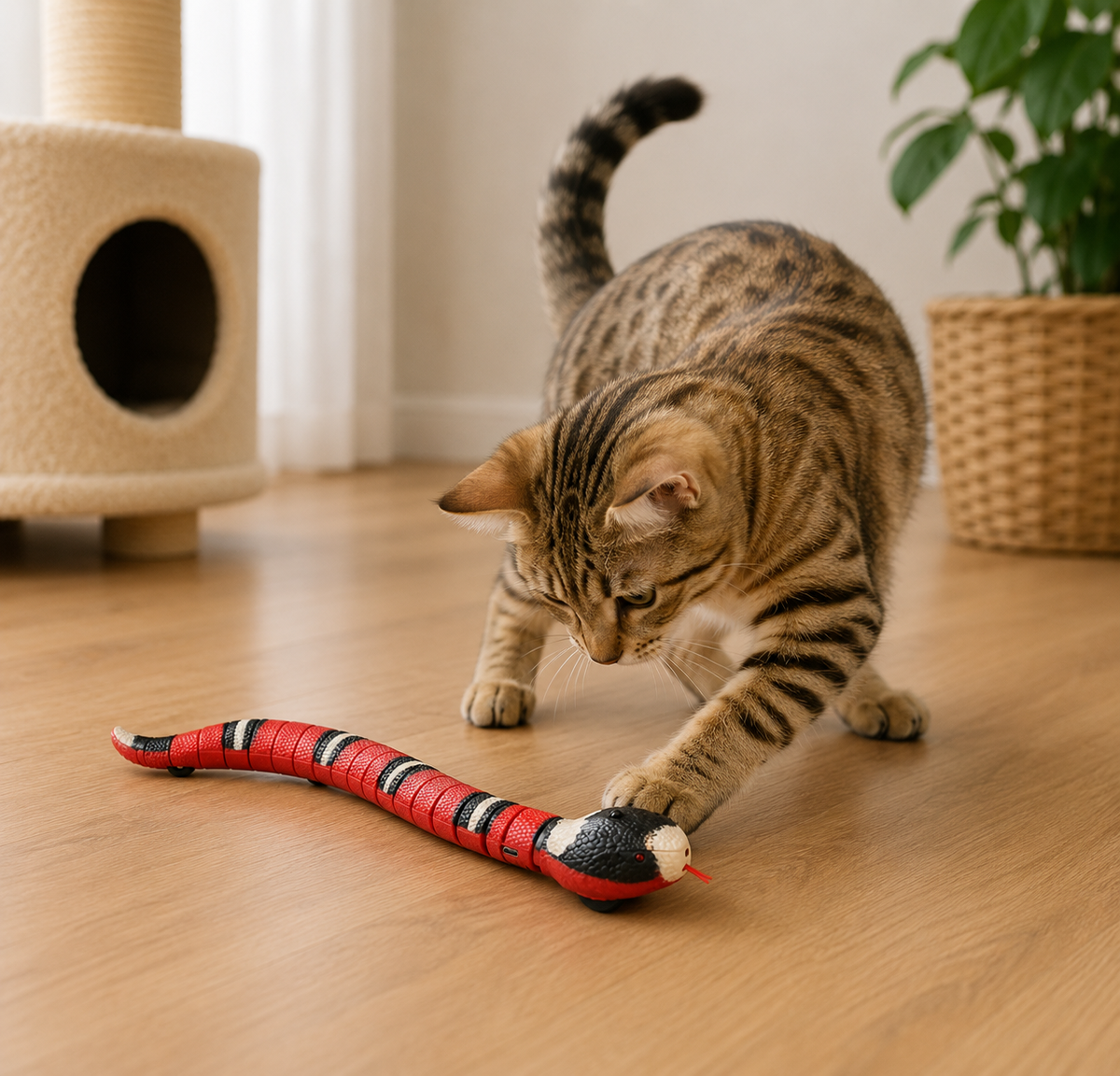 Jouet pour Chat Serpent Automatique Intelligent Rechargeable USB