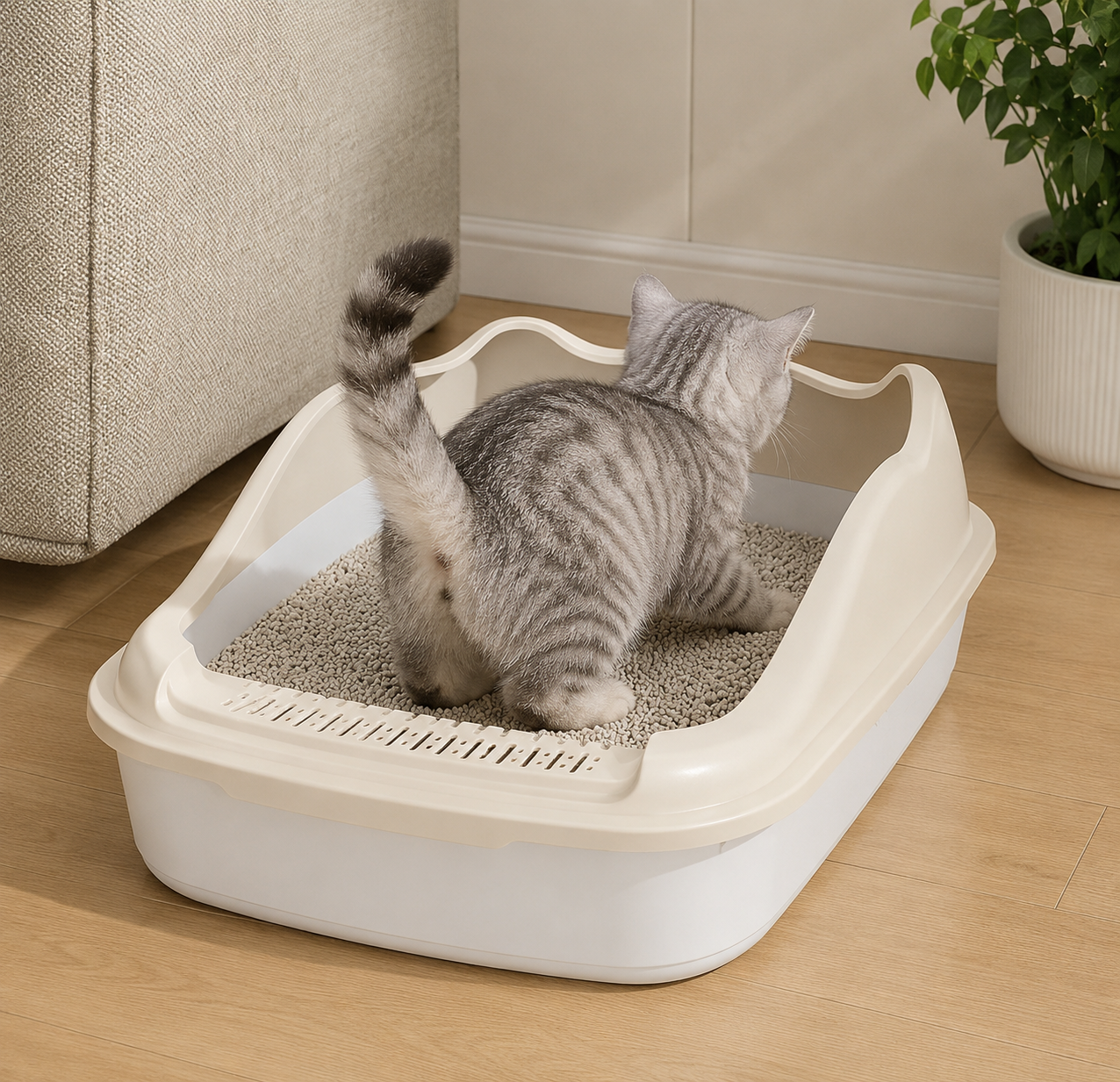 Cat Litter Box Small Size Pet Sandbox for Kitty Anti-Splash Cats Toilet