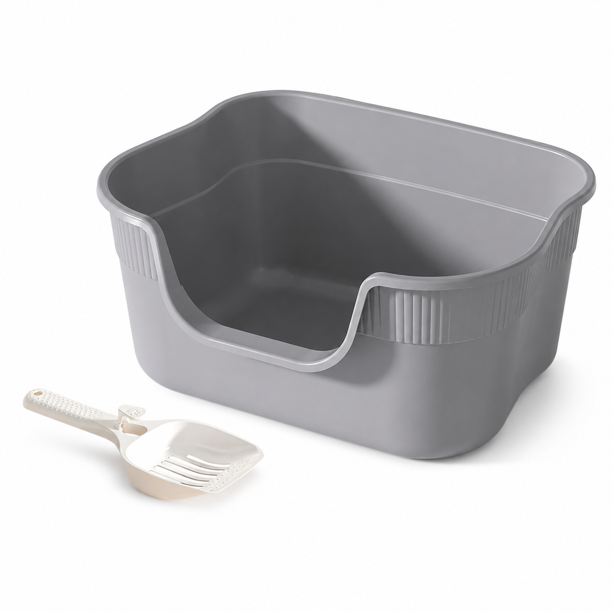 Semi Enclosed Cat Litter Box Anti Splashing Cat Toilet Sand Box with Litter Shovel Pet Bedpan Tray Pet Cleaning Supplies