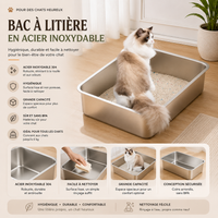 New Stainless Steel Cat Litter Box Easy To Clean High Sided Cat Toilet Large Capacity Pet Toilet Supplies Cat