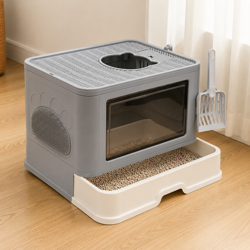 Cat litter tray-foldable Cat toilet home-48.5*38cm-pink/gray/blue