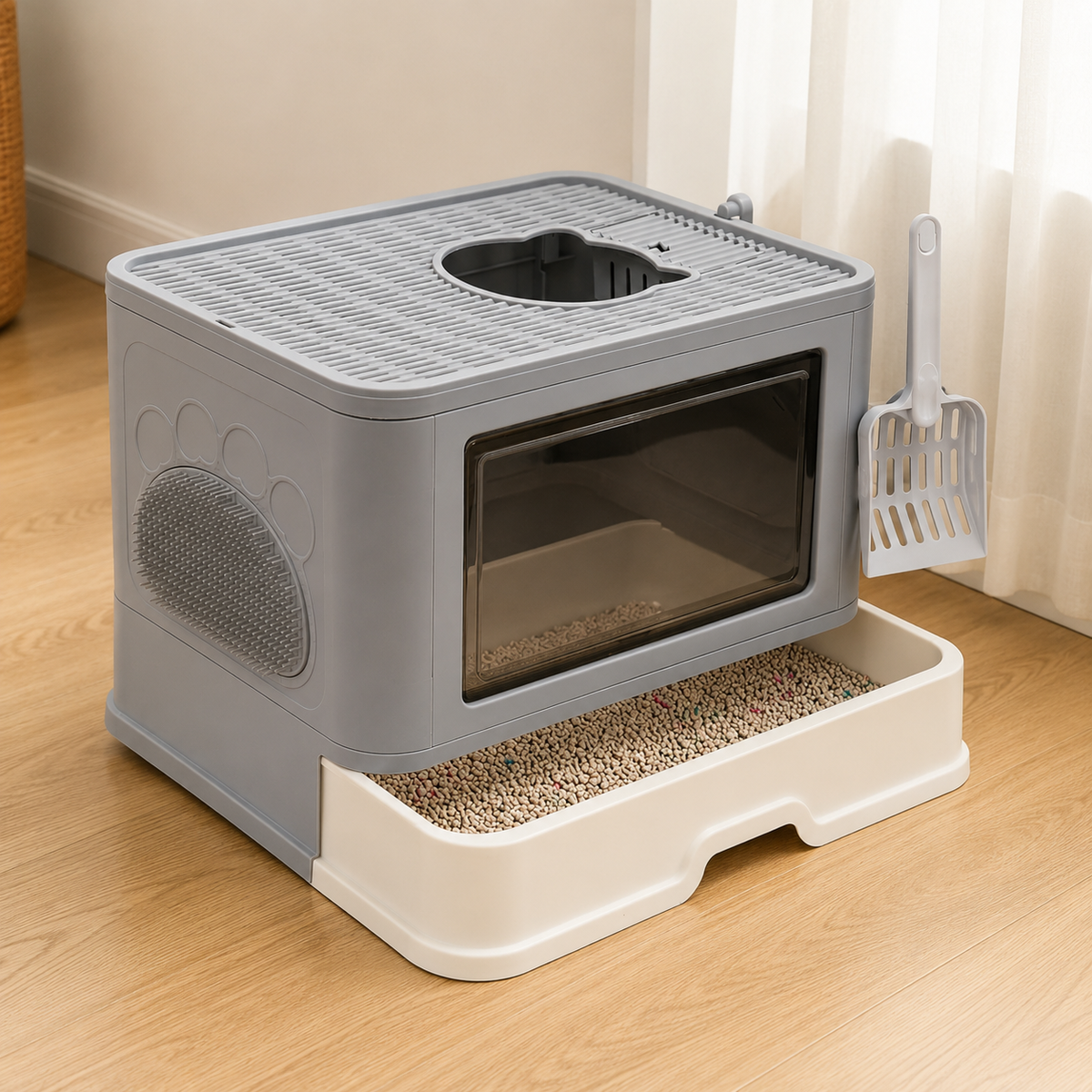 Cat litter tray-foldable Cat toilet home-48.5*38cm-pink/gray/blue