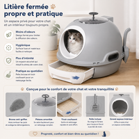 Cat Litter Box Portable Cat Toilet House Sliding Litter Drawer Swing Door Attic Door + Shovel