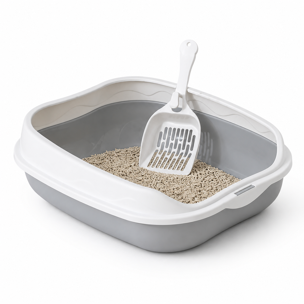 Semi-enclosed Litter Box Spatter-proof Cat Toilet Large Kitten Cleaning Supplies Large Cat Poop Bowl Pet Bupplies