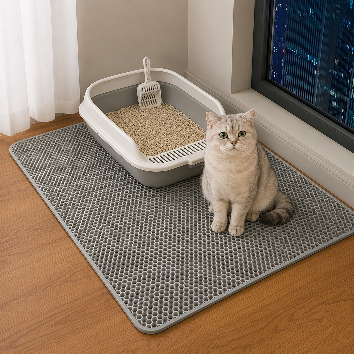 Cat Litter Mat Waterproof Double Layer Pet Litter Box Mat Pet Toilet Cat Mat Nonslip Sand Cat Washable Mat Pet Clean