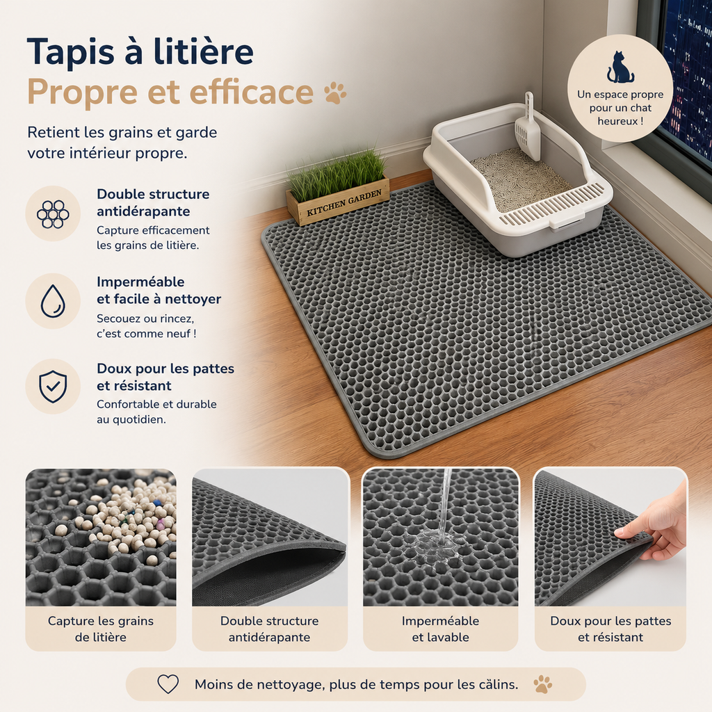 Cat Litter Mat Waterproof Double Layer Pet Litter Box Mat Pet Toilet Cat Mat Nonslip Sand Cat Washable Mat Pet Clean