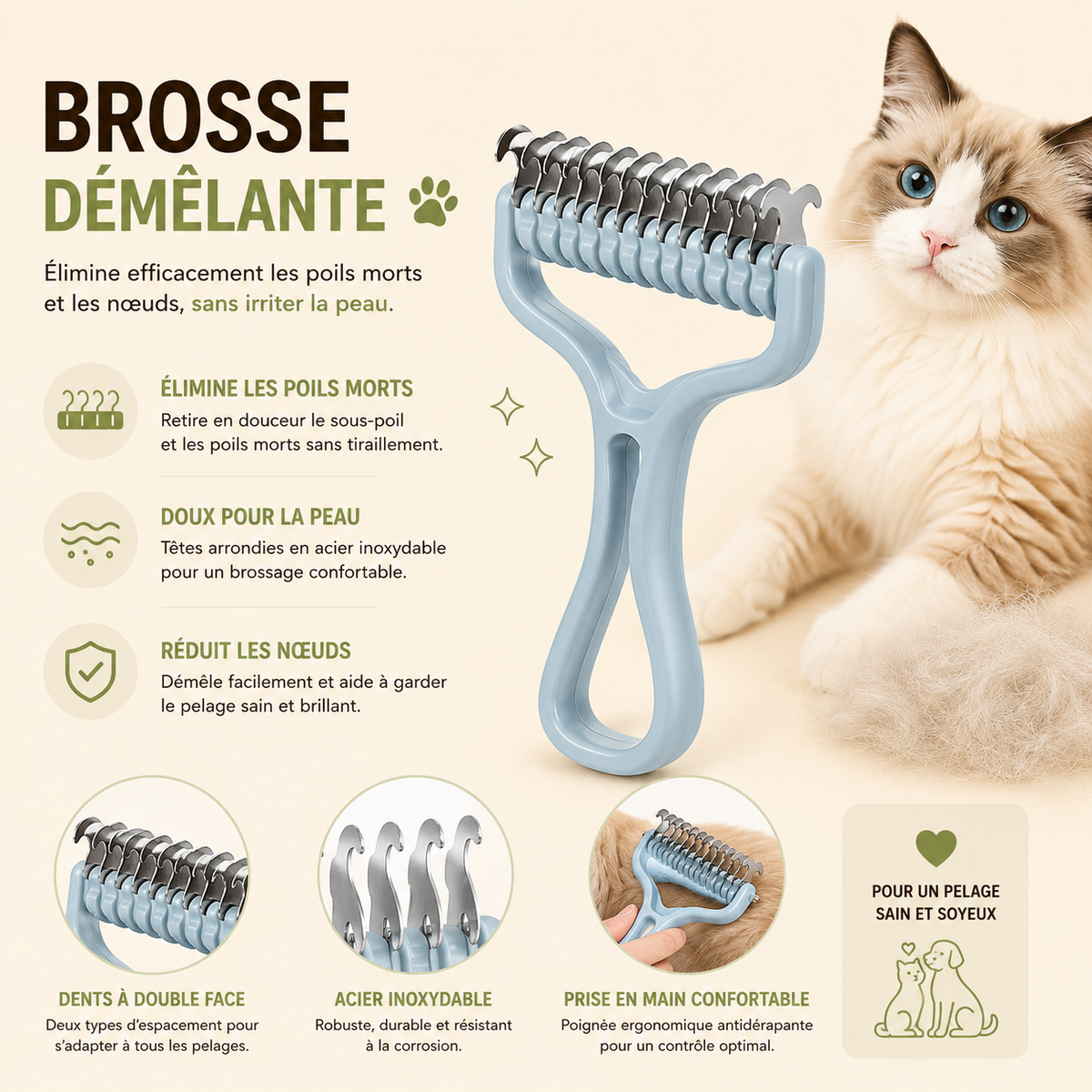 Cat Brush Pet Knot Comb 2 in 1 Dogs Cat Fur Knot Cutter Pets Hair Removal Comb Dog Grooming Shedding Tools Pet Cleaning Supplies