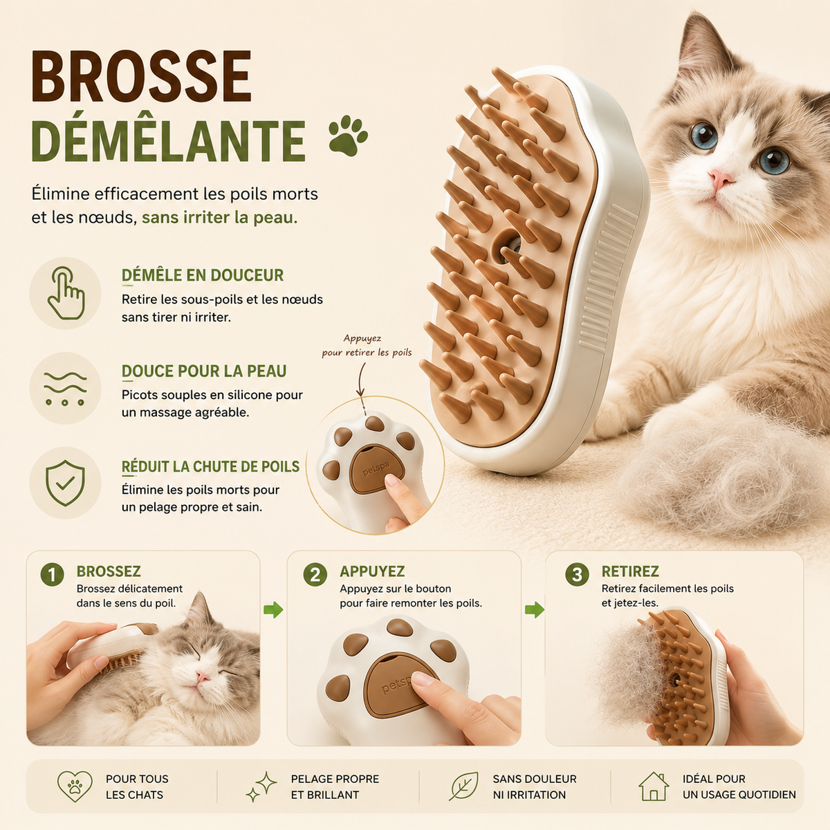 3 in 1 Pet Brush Cat Steam Brush Comb Dog Brush Electric Spray Cat Hair Brushes Massage Pet Grooming Hair Removal Combs