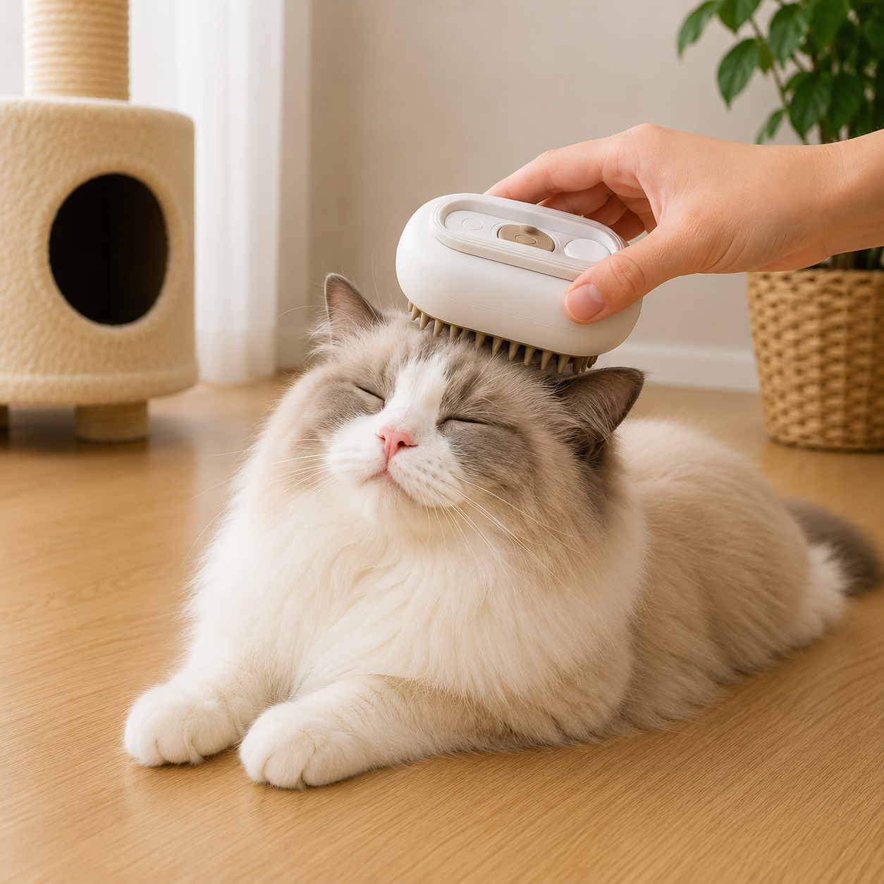 3 in 1 One Button Steam Spray Pet Brush Foldable Rotatable Massage Brush for Cat Dog Hair Removal Bath Floating Hair Grooming