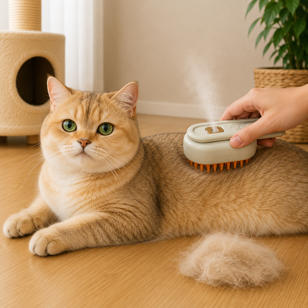 3 in 1 One Button Steam Spray Pet Brush Foldable Rotatable Massage Brush for Cat Dog Hair Removal Bath Floating Hair Grooming