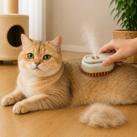 3 in 1 One Button Steam Spray Pet Brush Foldable Rotatable Massage Brush for Cat Dog Hair Removal Bath Floating Hair Grooming