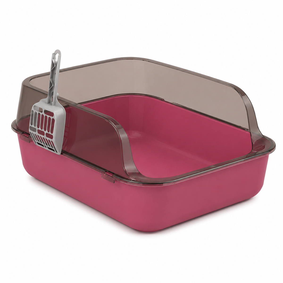 Semi-Enclosed Cat Litter Box Splashproof Kitten Toilet Tray Pet Cleaning Basin with High Sides for Indoor Use