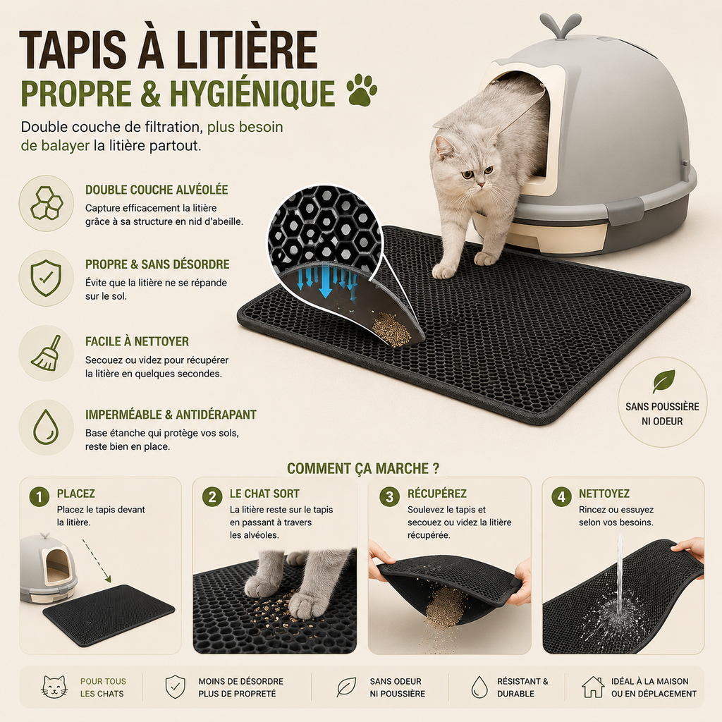 Pet Cat Litter Mat Waterproof Double Layer Cat Litter Trapping Pet Litter Box Mat Clean Pad Products For Cats Accessories