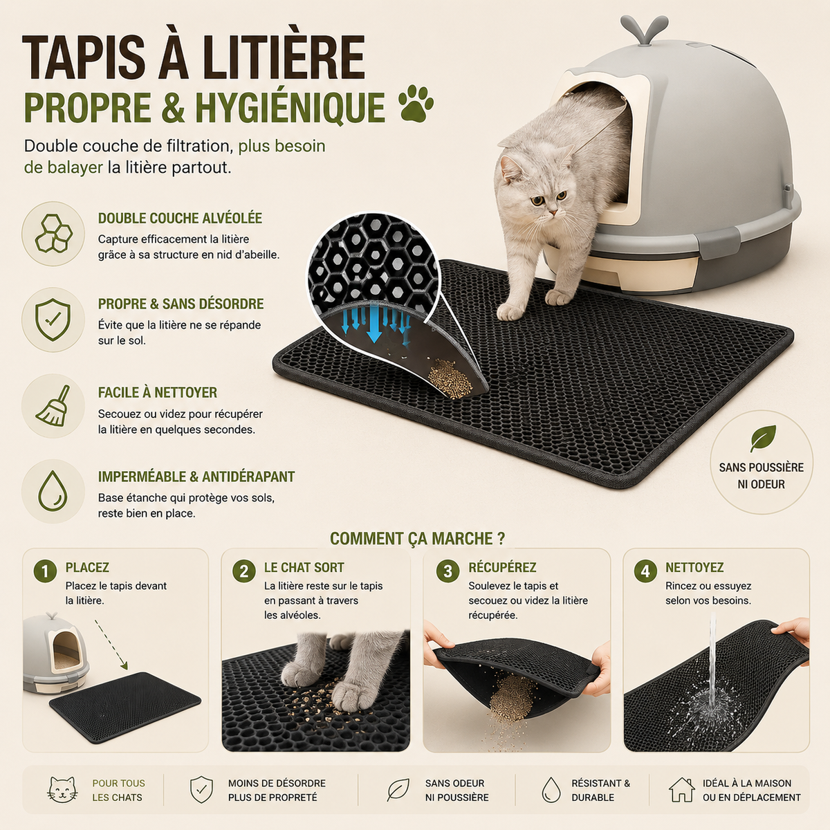 Pet Cat Litter Mat Waterproof Double Layer Cat Litter Trapping Pet Litter Box Mat Clean Pad Products For Cats Accessories