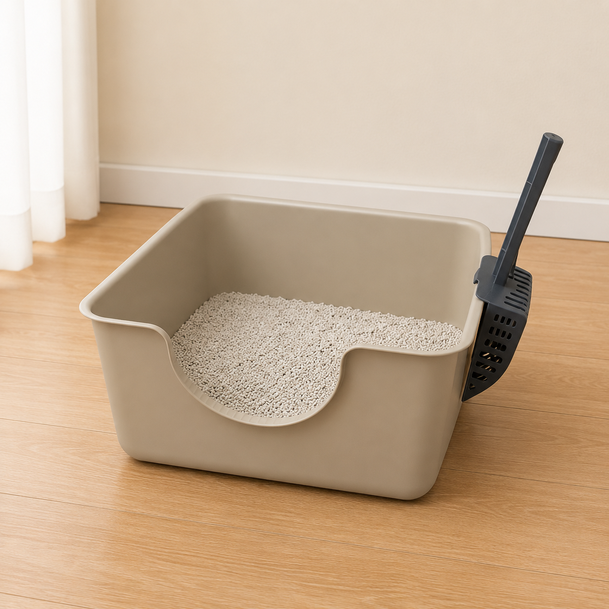 Open Top Pet Litter Tray Anti Splashing Cat Bedpan Cat Litter Box with High Side Kitty Litter Pan for Kitten Small Medium Cats