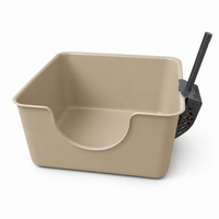 Open Top Pet Litter Tray Anti Splashing Cat Bedpan Cat Litter Box with High Side Kitty Litter Pan for Kitten Small Medium Cats