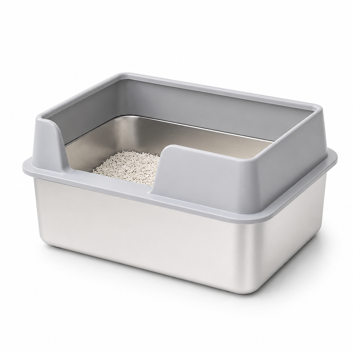 Extra Large Stainless Steel Cat Litter Box with High Wall Enclosure Non-Stick Leak Proof Easy to Clean Includes Lid