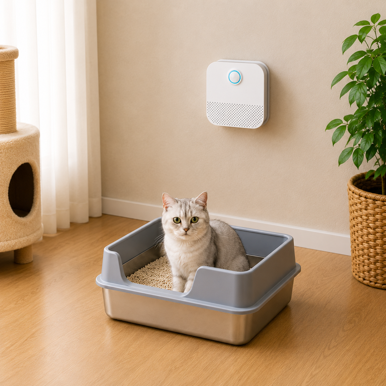 DownyPaws 4000mAh Smart Cat Odor Purifier For Cat Litter Box Deodorizer Pet Toilet Air Purifier Dog Cat Litter Deodorant