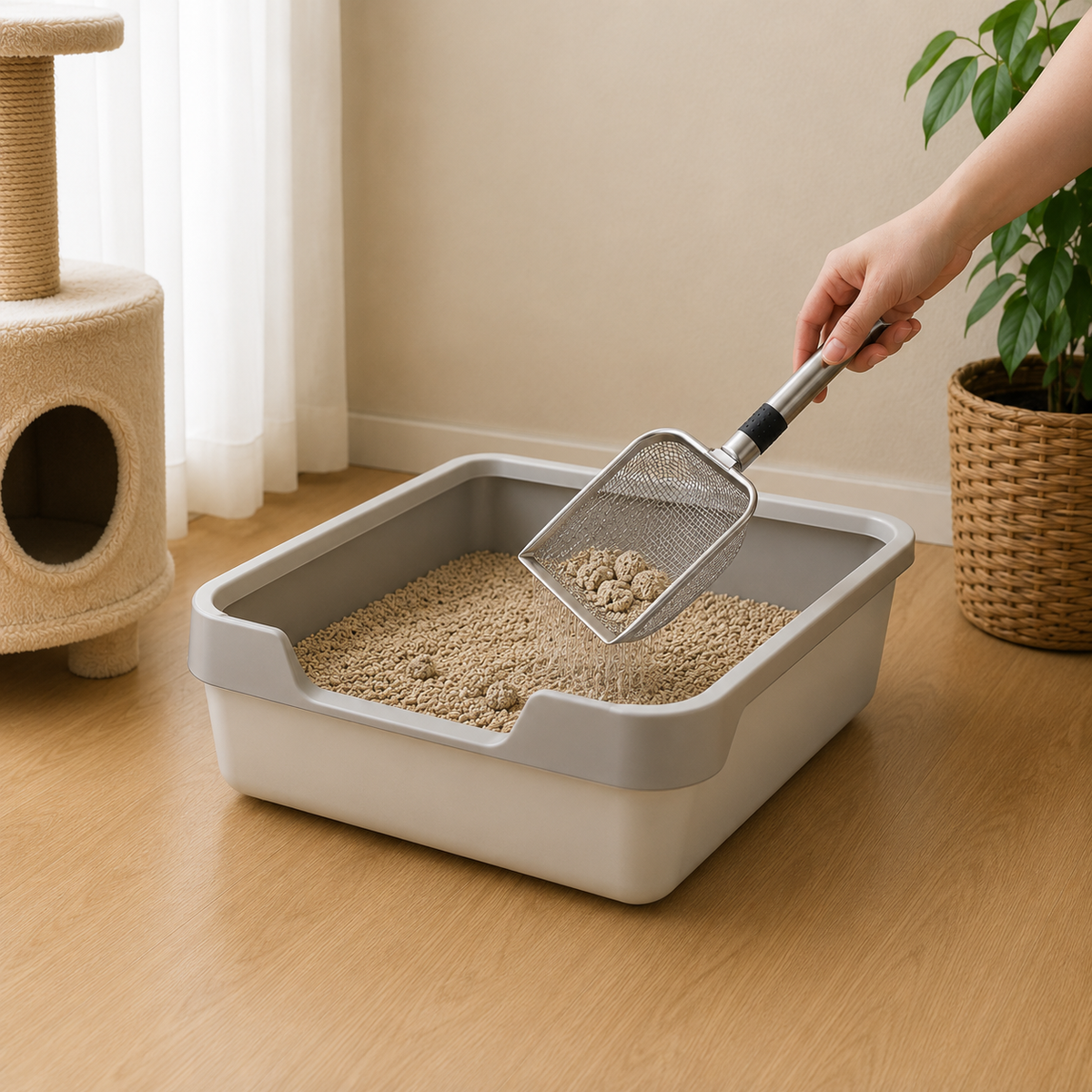 Stainless Steel Cat Litter Scoop – Durable, Easy Clean, Ergonomic Handle, Rust-Resistant, Ideal for Quick Waste Removal