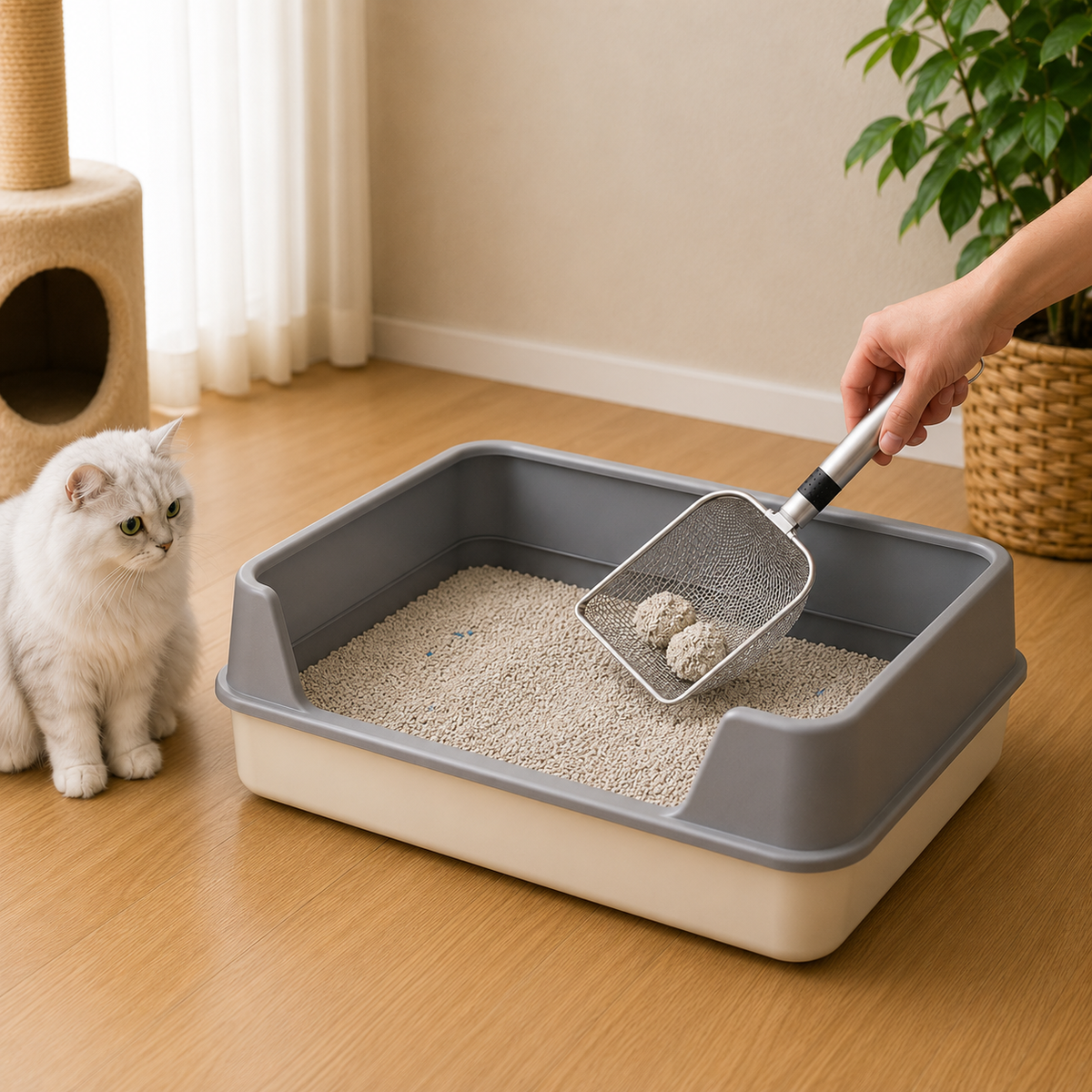 Stainless Steel Cat Litter Scoop – Durable, Easy Clean, Ergonomic Handle, Rust-Resistant, Ideal for Quick Waste Removal