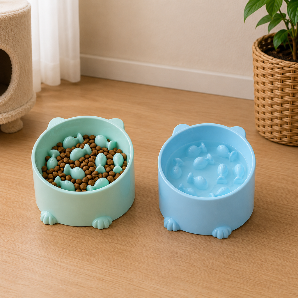 Pet High Foot Anti Choking Bowl Cat Basin Neck Protection Cat Food Bowl Rice Bow Slow Food Anti Choking Pet Bowl