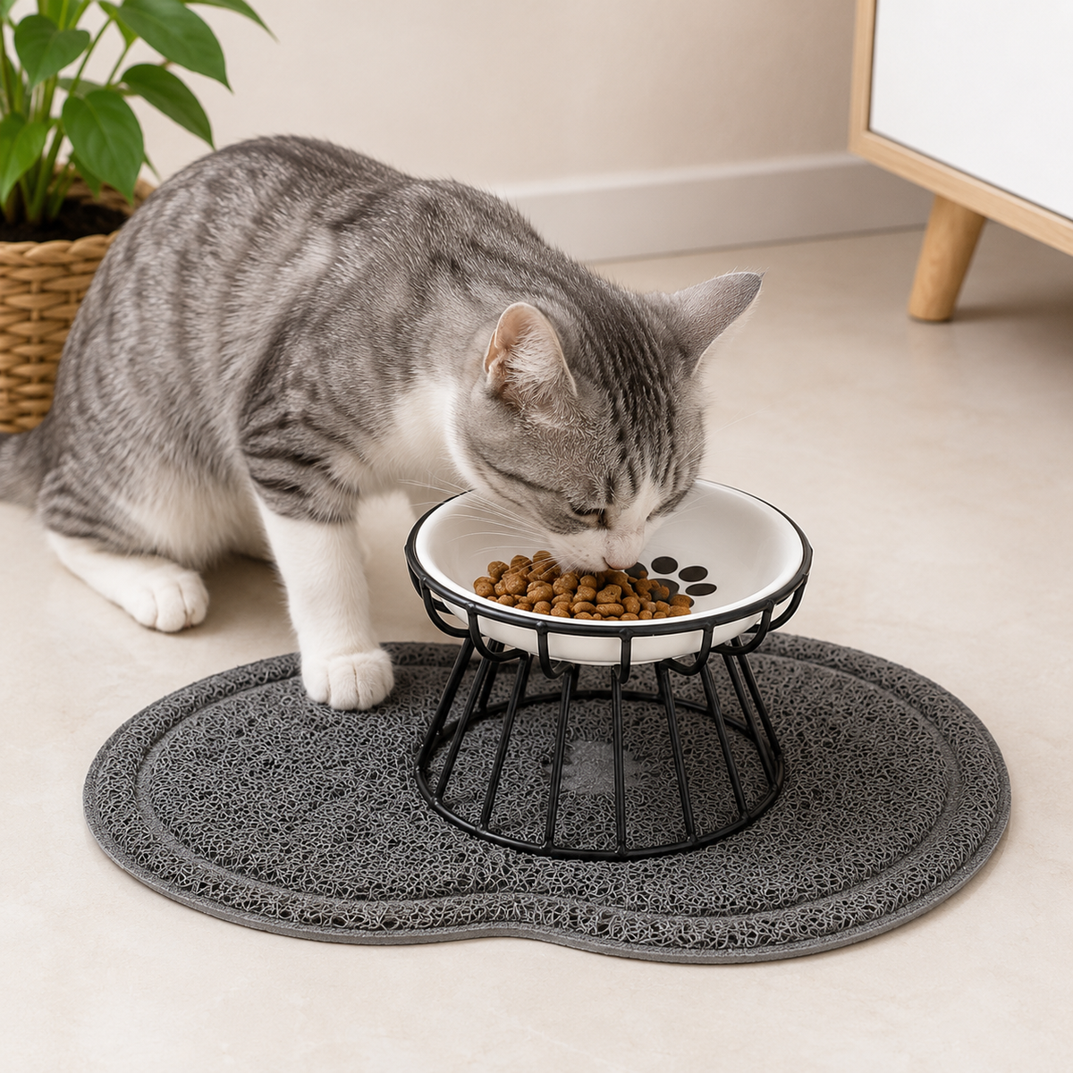 Pet Ceramic Bowl Nordic High Footed Ceramic Cat Food Bowl Snack Can Plate Anti Overturning Kitten Puppy Food Water Feeding Bowl