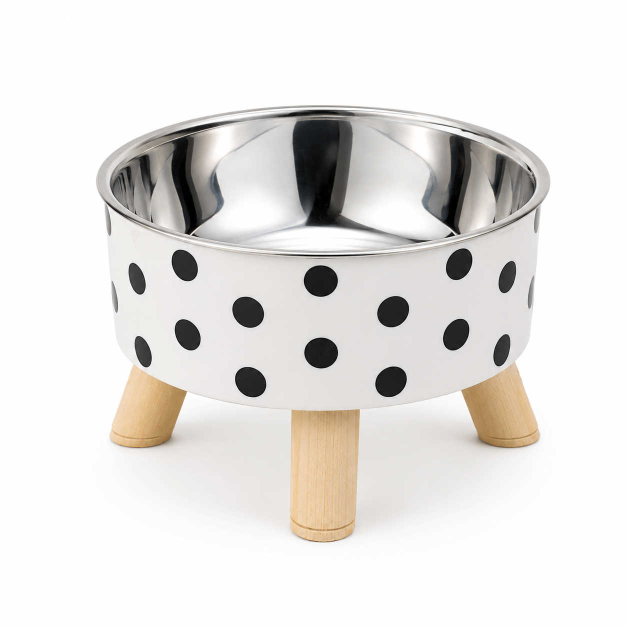 Pet cat and dog bowl polka-dot plaid stainless steel anti-slip easy to clean indoor and outdoor