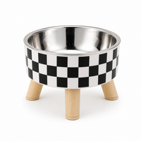 Pet cat and dog bowl polka-dot plaid stainless steel anti-slip easy to clean indoor and outdoor