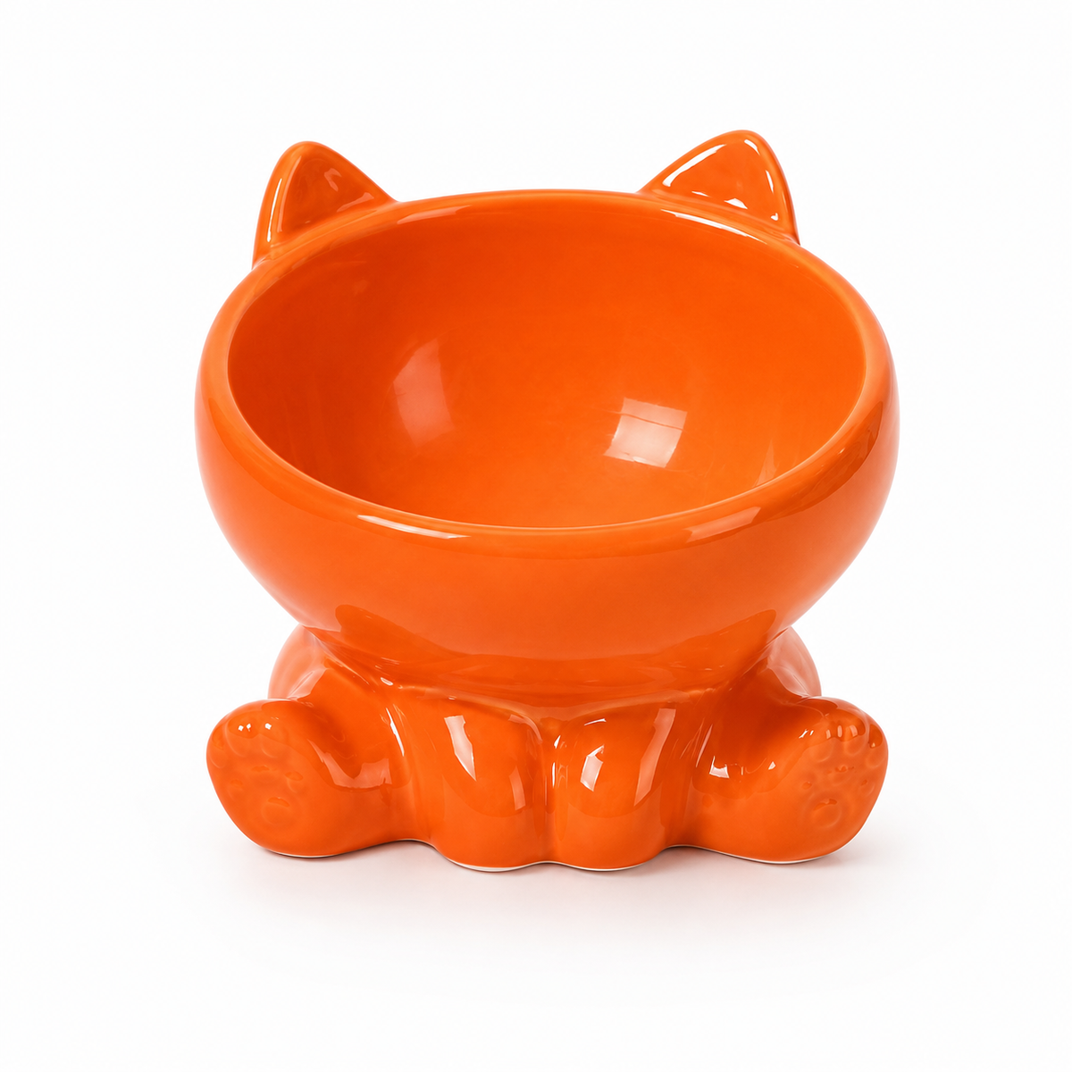 Cute Ceramic Cat Bowl with High Feet Dog Drinking Water Bowl Pet Supplies Cervical Spine Protection Diagonal Design Accessories