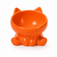 Cute Ceramic Cat Bowl with High Feet Dog Drinking Water Bowl Pet Supplies Cervical Spine Protection Diagonal Design Accessories