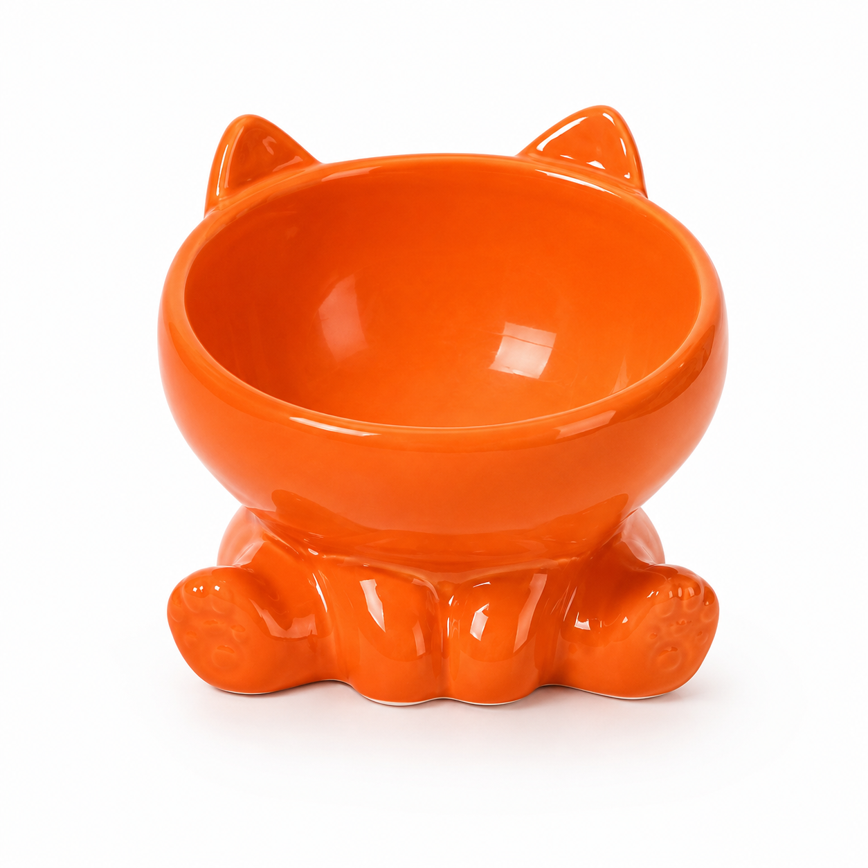 Cute Ceramic Cat Bowl with High Feet Dog Drinking Water Bowl Pet Supplies Cervical Spine Protection Diagonal Design Accessories