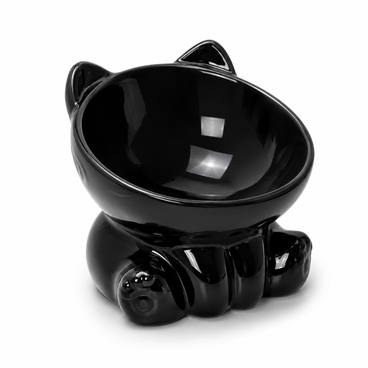 Cute Ceramic Cat Bowl with High Feet Dog Drinking Water Bowl Pet Supplies Cervical Spine Protection Diagonal Design Accessories