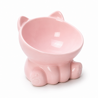 Cute Ceramic Cat Bowl with High Feet Dog Drinking Water Bowl Pet Supplies Cervical Spine Protection Diagonal Design Accessories