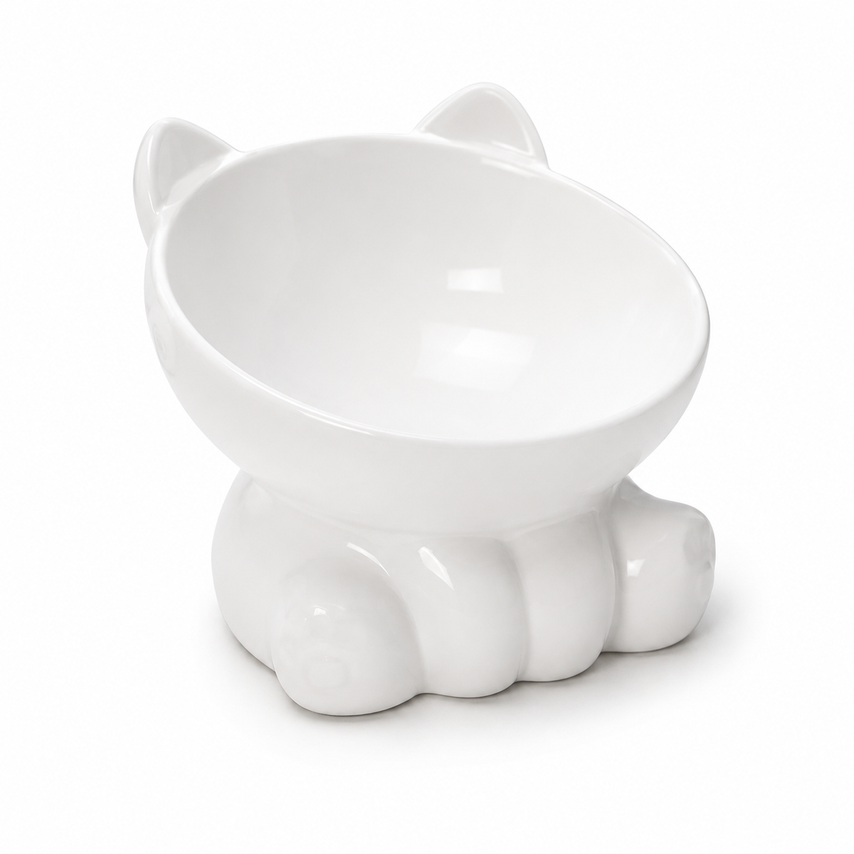 Cute Ceramic Cat Bowl with High Feet Dog Drinking Water Bowl Pet Supplies Cervical Spine Protection Diagonal Design Accessories