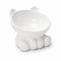 Cute Ceramic Cat Bowl with High Feet Dog Drinking Water Bowl Pet Supplies Cervical Spine Protection Diagonal Design Accessories