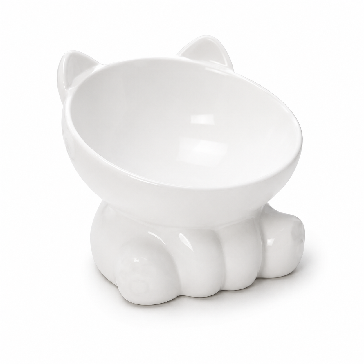 Cute Ceramic Cat Bowl with High Feet Dog Drinking Water Bowl Pet Supplies Cervical Spine Protection Diagonal Design Accessories