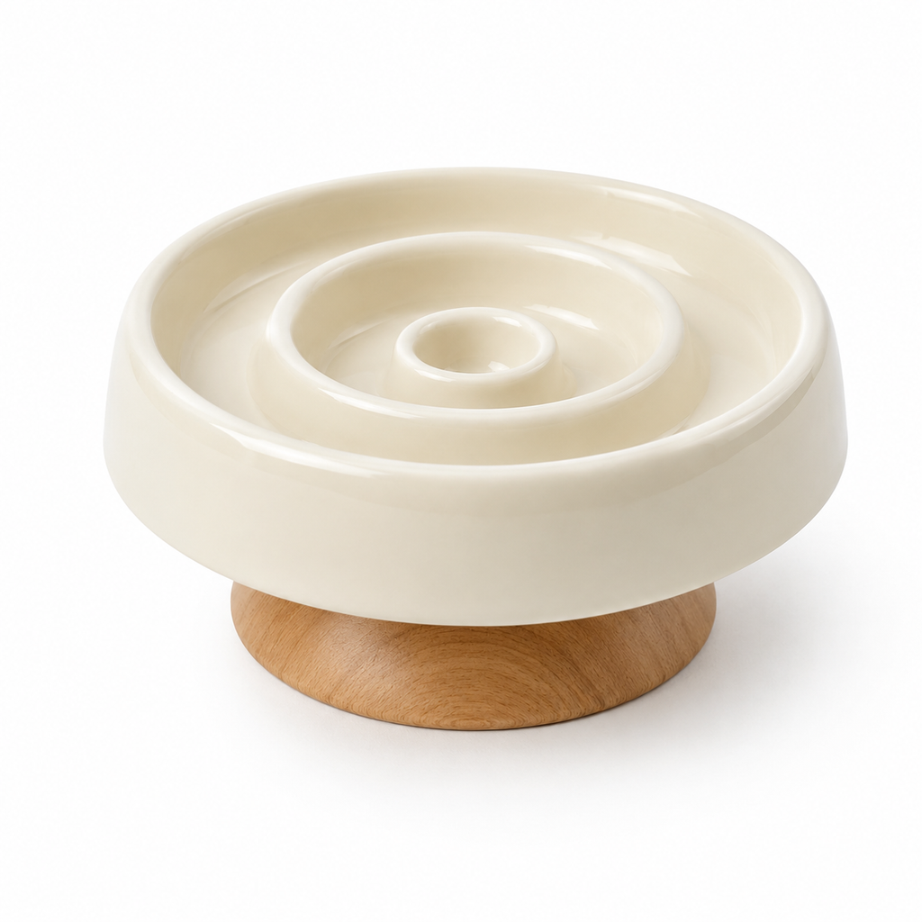 Ceramic Anti - Gulping Pet Feeding Container - Slow Feeder Bowl for Dogs and Cats, Puzzle Food Dish to Prevent Fast Eating