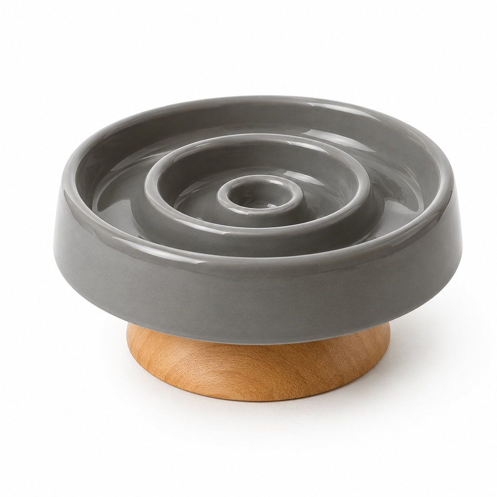 Ceramic Anti - Gulping Pet Feeding Container - Slow Feeder Bowl for Dogs and Cats, Puzzle Food Dish to Prevent Fast Eating
