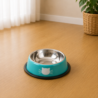 Cat Food Bowl Stainless Steel Kitten Cat Feeder Water Bowl With Non-Slip Rubber Base Small Pet Bowl Cat Accessories Pet Supplies