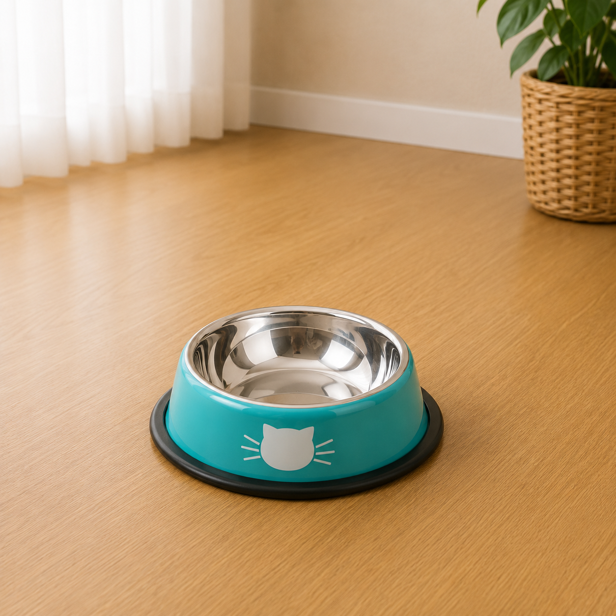 Cat Food Bowl Stainless Steel Kitten Cat Feeder Water Bowl With Non-Slip Rubber Base Small Pet Bowl Cat Accessories Pet Supplies