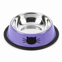 Cat Food Bowl Stainless Steel Kitten Cat Feeder Water Bowl With Non-Slip Rubber Base Small Pet Bowl Cat Accessories Pet Supplies