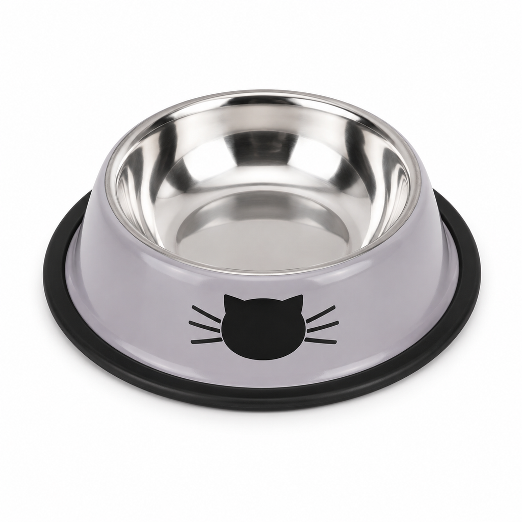 Cat Food Bowl Stainless Steel Kitten Cat Feeder Water Bowl With Non-Slip Rubber Base Small Pet Bowl Cat Accessories Pet Supplies