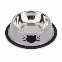 Cat Food Bowl Stainless Steel Kitten Cat Feeder Water Bowl With Non-Slip Rubber Base Small Pet Bowl Cat Accessories Pet Supplies