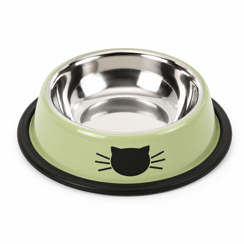 Cat Food Bowl Stainless Steel Kitten Cat Feeder Water Bowl With Non-Slip Rubber Base Small Pet Bowl Cat Accessories Pet Supplies
