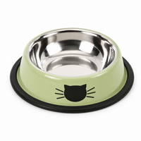 Cat Food Bowl Stainless Steel Kitten Cat Feeder Water Bowl With Non-Slip Rubber Base Small Pet Bowl Cat Accessories Pet Supplies