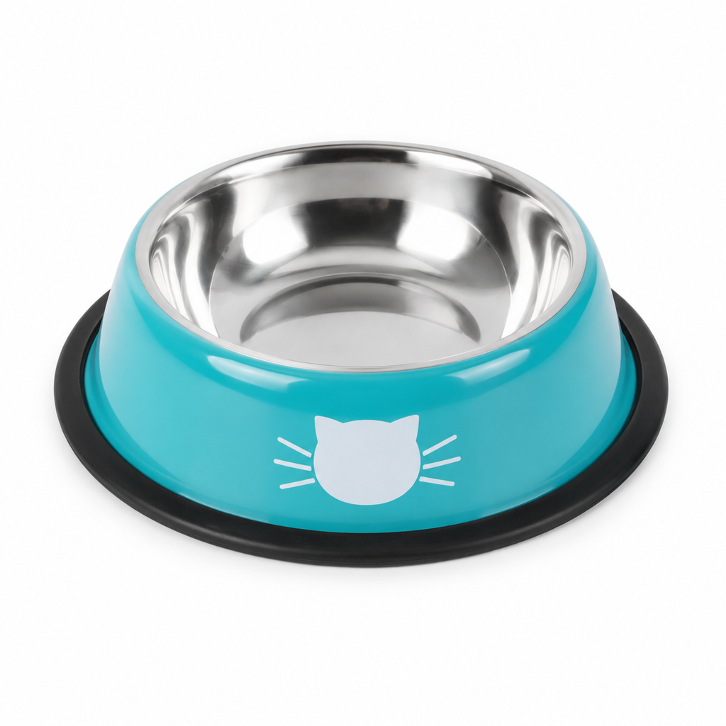 Cat Food Bowl Stainless Steel Kitten Cat Feeder Water Bowl With Non-Slip Rubber Base Small Pet Bowl Cat Accessories Pet Supplies