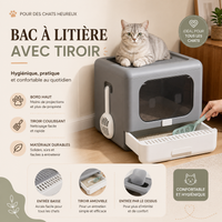 Cat Litter Box with Scoop and Tray Sifting Enclosed Foldable Kitten Toilet Detachable Poop Top Front Entry Pet Supplies