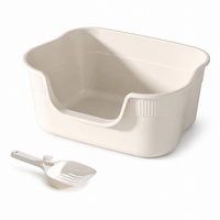 Semi Enclosed Cat Litter Box Anti Splashing Cat Toilet Sand Box with Litter Shovel Pet Bedpan Tray Pet Cleaning Supplies